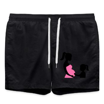 Schwangere mit Tochter Silhouette - Badeshorts - Schwarz - Vorne - AI Model Male 185 light (185cm)