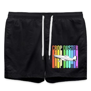 Crop Duster Flugzeug Pilot Geschenk - Badeshorts - Schwarz - Vorne - AI Model Male 185 light (185cm)