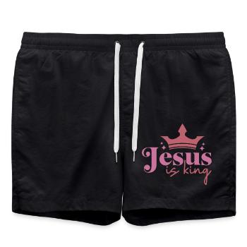 Jésus est roi - Short de bain - noir - Devant - AI Model Male 185 light (185cm)