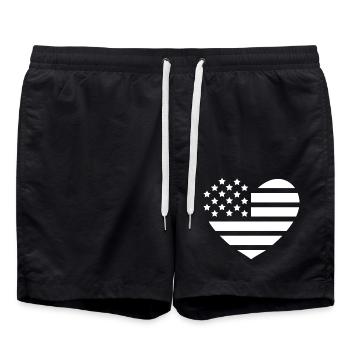 Drapeau des États-Unis Coeur Blanc - Short de bain - noir - Devant - AI Model Male 185 light (185cm)