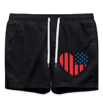 Drapeau des États-Unis en forme de cœur - Short de bain - noir - Devant - AI Model Male 185 light (185cm)