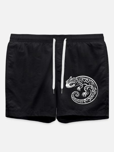Tribal Lizard - Swim Trunks - black
