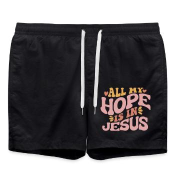 Meine Hoffnung ist in Jesus - Badeshorts - Schwarz - Vorne - AI Model Male 185 light (185cm)