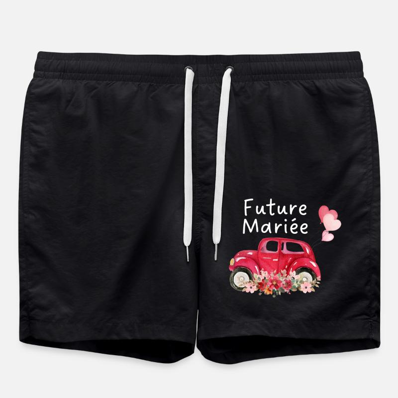 Bride-to-be car floral bride - Swim Trunks - black