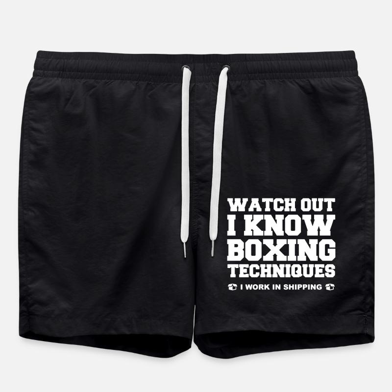 I Know Boxing Techniques - Swim Trunks - black