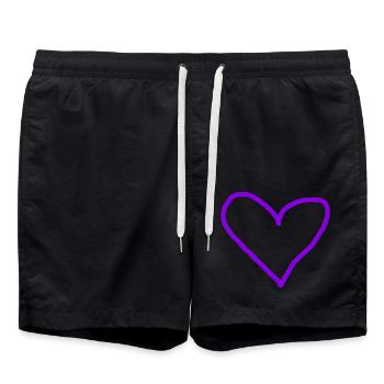 Coeur Violet Idée Cadeau Coeurs Violet - Short de bain - noir - Devant - AI Model Male 185 light (185cm)