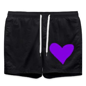 Coeur Violet Idée Cadeau Violet Coeur Amour - Short de bain - noir - Devant - AI Model Male 185 light (185cm)