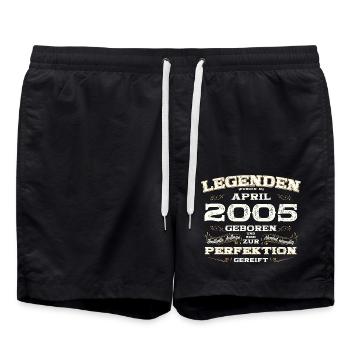 20. Geburtstag Geschenk Mann Vintage April 2005 - Badeshorts - Schwarz - Vorne - AI Model Male 185 light (185cm)