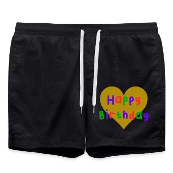 ALLES GUTE ZUM GEBURTSTAG. ALLES GUTE ZUM GEBURTSTAG. JAHRESTAG. - Badeshorts - Schwarz - Vorne - AI Model Male 185 light (185cm)