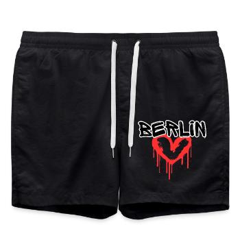Berlin Graffiti Coeur - Short de bain - noir - Devant - AI Model Male 185 light (185cm)