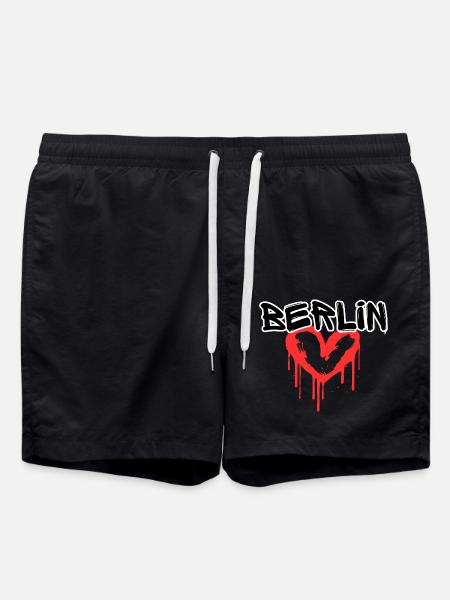 Berlin Graffiti Heart - Swim Trunks - black