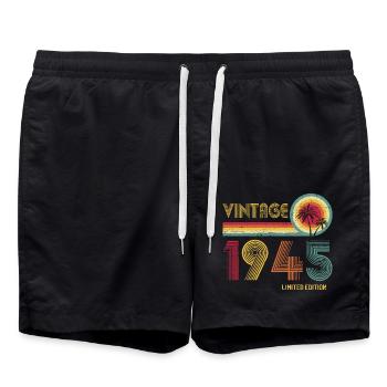 Vintage 1945 Limited Edition – Retro Sunset 79th - Swim Trunks - black - Front - AI Model Male 185 light (185cm)