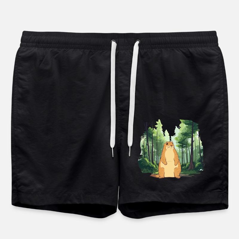 Strong groundhog nature landscape - Swim Trunks - black