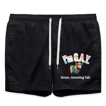 I'm G.A.Y. - Badeshorts - Schwarz - Vorne - AI Model Male 185 light (185cm)