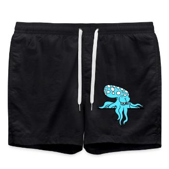 Octopus Behind Wall Fence Sign Bag Looks Evil - Swim Trunks - black - Front - AI Model Male 185 light (185cm)