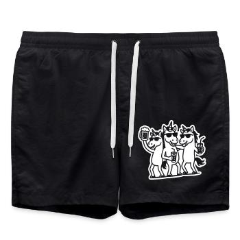 Licorne Équipe Fête Anniversaire - Short de bain - noir - Devant - AI Model Male 185 light (185cm)