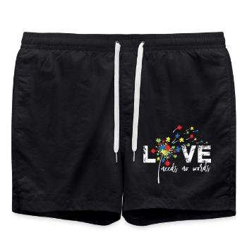 Love Needs No Words Autism - Swim Trunks - black - Front - AI Model Male 185 light (185cm)