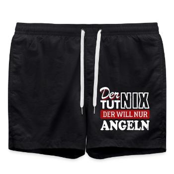 Der tut nix der will nur angeln - Spruch - Badeshorts - Schwarz - Vorne - AI Model Male 185 light (185cm)