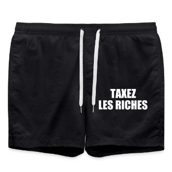 taxez les riches - Short de bain - noir - Devant - AI Model Male 185 light (185cm)
