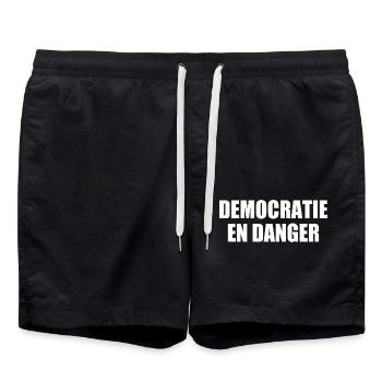 democratie en danger - Short de bain - noir - Devant - AI Model Male 185 light (185cm)