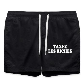 taxez les riches - Short de bain - noir - Devant - AI Model Male 185 light (185cm)