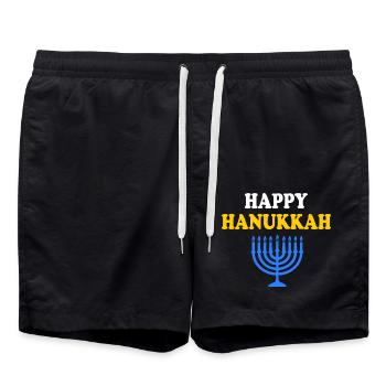 HAPPY HANUKKAH - Swim Trunks - black - Front - AI Model Male 185 light (185cm)