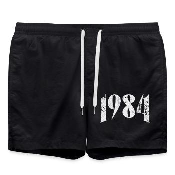 1984 Jahrgang Vintage Retro Geburtstag Geschenk - Badeshorts - Schwarz - Vorne - AI Model Male 185 light (185cm)