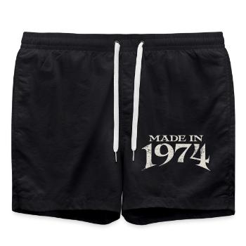Jahrgang 1974 geboren Vintage Geburtstag Geschenk - Badeshorts - Schwarz - Vorne - AI Model Male 185 light (185cm)