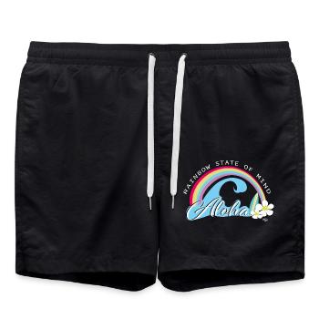 aloha Regenbogen - Badeshorts - Schwarz - Vorne - AI Model Male 185 light (185cm)
