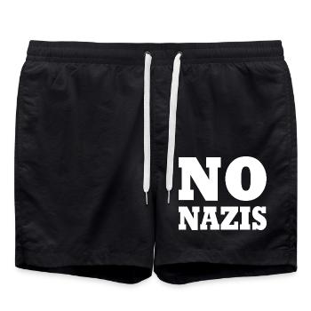 No nazis - Badeshorts - Schwarz - Vorne - AI Model Male 185 light (185cm)