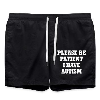 please be patient i have autism - Badeshorts - Schwarz - Vorne - AI Model Male 185 light (185cm)