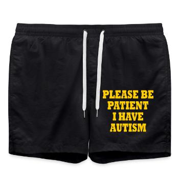 please be patient i have autism - Badeshorts - Schwarz - Vorne - AI Model Male 185 light (185cm)