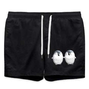 Best Friends Pinguine - Pinguin - Comic - Paar - Badeshorts - Schwarz - Vorne - AI Model Male 185 light (185cm)