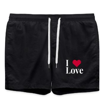 J’aime le contraste typographique I Love - Short de bain - noir - Devant - AI Model Male 185 light (185cm)