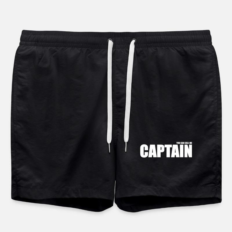 Captain Large Font Contrast Design - Swim Trunks - black
