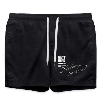 Nett hier. Aber waren Sie in NIEDERSACHSEN ? - Badeshorts - Schwarz - Vorne - AI Model Male 185 light (185cm)