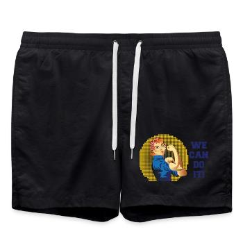 Rosie Kraft: We Can Do It Halftone - Swim Trunks - black - Front - AI Model Male 185 light (185cm)