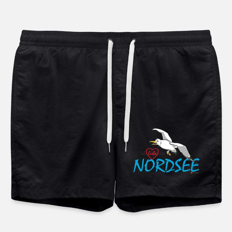 Möwe, Ich liebe die Nordsee - Badeshorts - Schwarz
