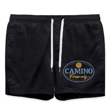 Timbre pèlerin Camino Francés | Santiago - Short de bain - noir - Devant - AI Model Male 185 light (185cm)
