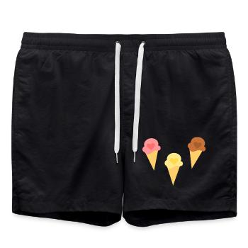 Crème glacée coeur crème glacée fraise crème glacée vanille crème glacée chocolat - Short de bain - noir - Devant - AI Model Male 185 light (185cm)