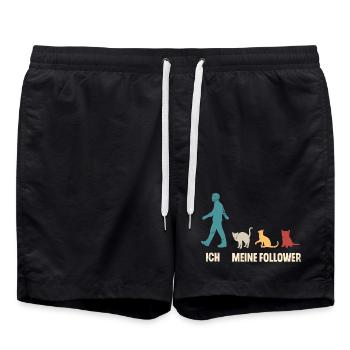 Katzen Katze Ich Und Meine Follower - Badeshorts - Schwarz - Vorne - AI Model Male 185 light (185cm)