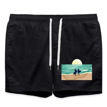 Summer Sunset Surfer - Badeshorts - Schwarz - Vorne - AI Model Male 185 light (185cm)