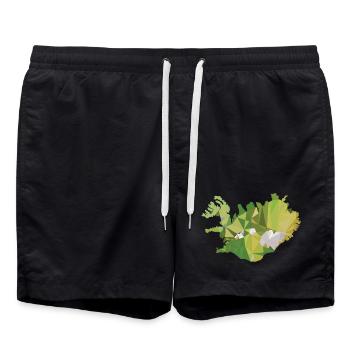 Iceland Urlaub Roadtrip Ringstraße Gletscher - Badeshorts - Schwarz - Vorne - AI Model Male 185 light (185cm)