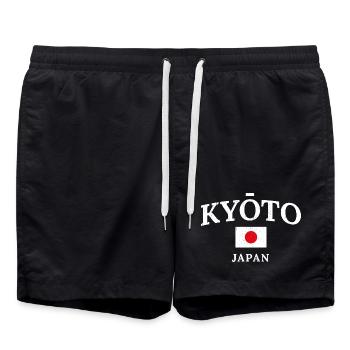Typographie du drapeau du Japon de Kyoto - Short de bain - noir - Devant - AI Model Male 185 light (185cm)