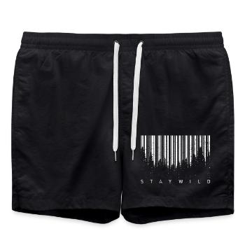 Silhouette de code-barres forestière - Short de bain - noir - Devant - AI Model Male 185 light (185cm)