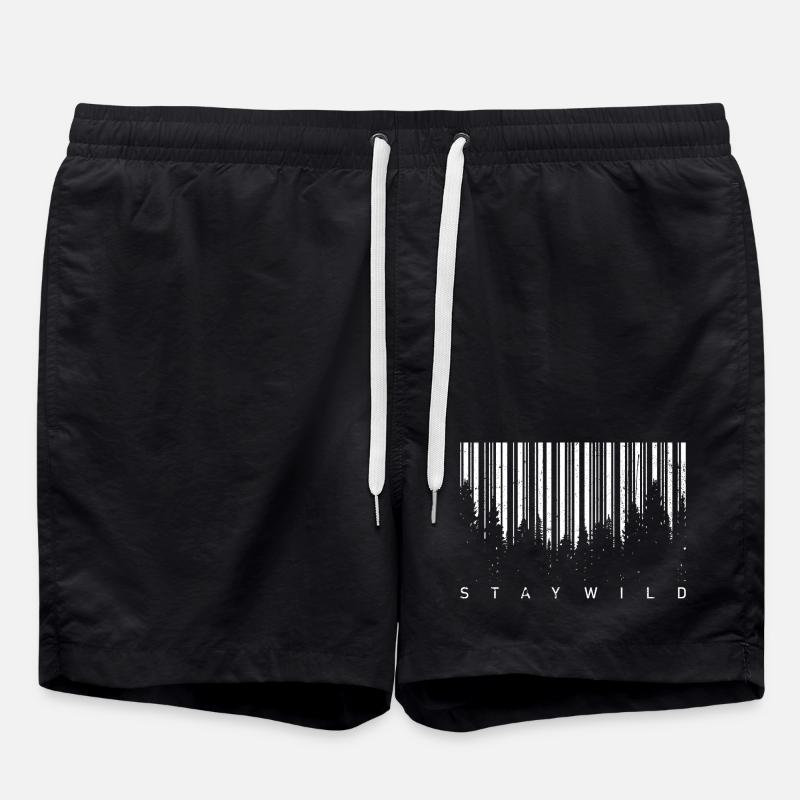 Forest Barcode Silhouette - Swim Trunks - black