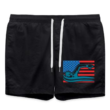 Swimming USA Flag - Swim Trunks - black - Front - AI Model Male 185 light (185cm)