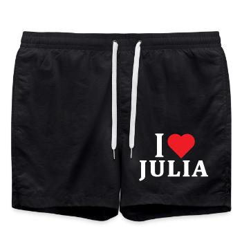 t-shirt J’aime Julia idée cadeau t-shirt - Short de bain - noir - Devant - AI Model Male 185 light (185cm)