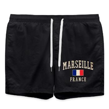Drapeau vintage de Marseille France - Short de bain - noir - Devant - AI Model Male 185 light (185cm)