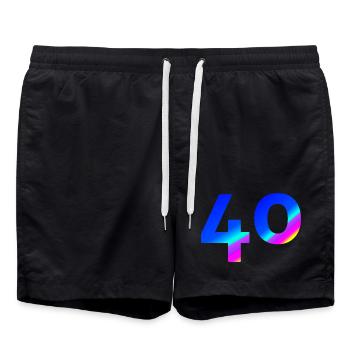 feiern, 40 blauer farbverlauf mit bunten Farben - Badeshorts - Schwarz - Vorne - AI Model Male 185 light (185cm)